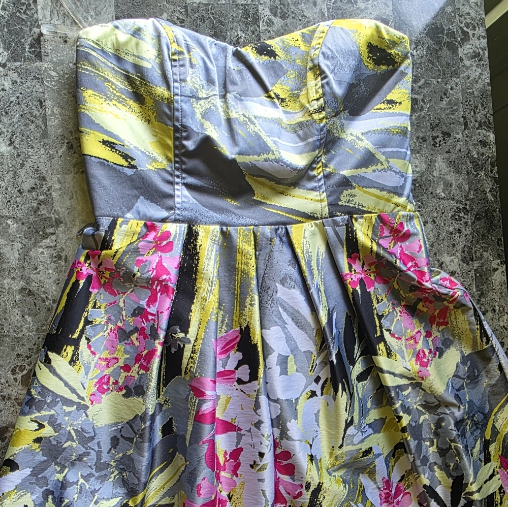 Speechless A-line Pink and Yellow Pleated Dress